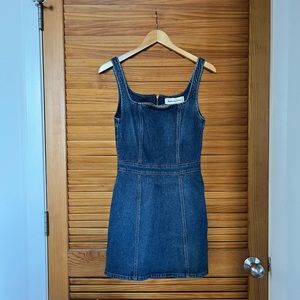 Reformation Parker Denim Pinafore Mini Dress Size 2. Never worn.